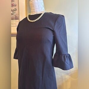 Margaret M Canadian made black cocktail dress long sleeve boat  neck